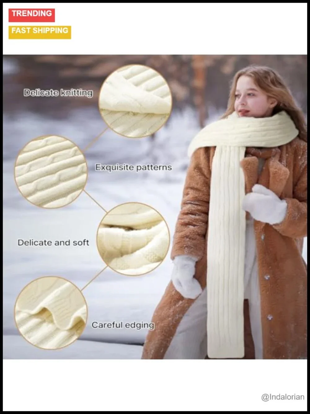 Winter Knit Scarf Women Cable Chunky Cold Weather Wrap